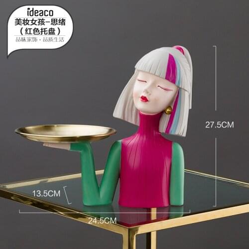 Beauty girl Nordic light luxury home entry entrance hall key storage ornaments home decoration