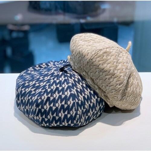 British Plaid Beret Autumn and Winter Warm Octagonal Hat Japanese Pumpkin Painter Hat All-match Womens Hat