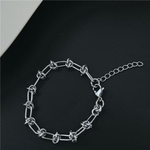 Fashion new bracelet hip hop titanium steel knotted chain mens thorns stainless steel metal chain bracelet