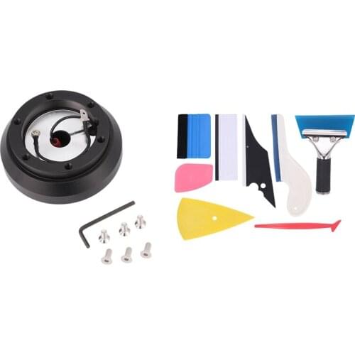Snap Off Boss Kit Car Steering Wheel Quick Release Hub Adapter & Vinyl Wrap Film Carbon Fiber Sticker Wrapping Tool