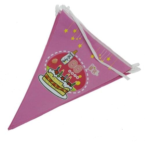 Kid Boy Girl Baby Happy Birthday Party Decoration Supplies Pennant Paper Flags 10 Flags 1Pack NA017