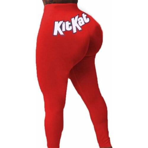 European and American Womens Sexy Womens Tight Trousers Pattern Printed Trousers Yoga Pants