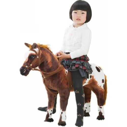 Fancytrader 32'' Large Soft Stuffed Plush Simulation Horse Animal Lifelike War Horse Toy Great Gift for Kids 82cmx62cm 3 Colors