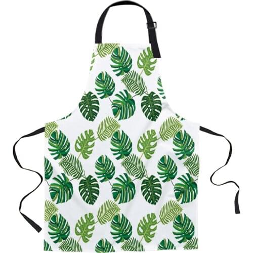 Tropical Plant Leaves Green White Aprons for Women Men Kid Cooking Baking Apron Kitchen Utility Equipment Accessories