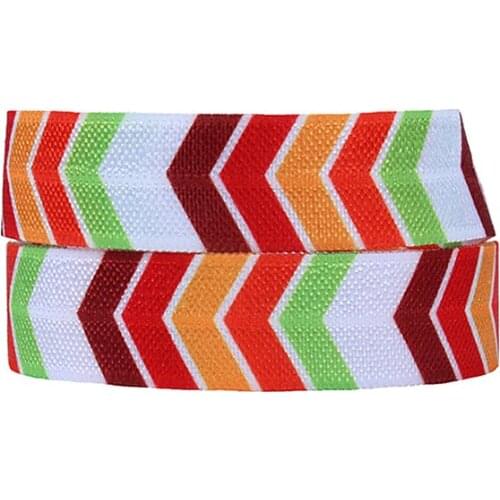 FLRA FOE Best selling fall chevron printing fold over elastic for DIY ribbon bow
