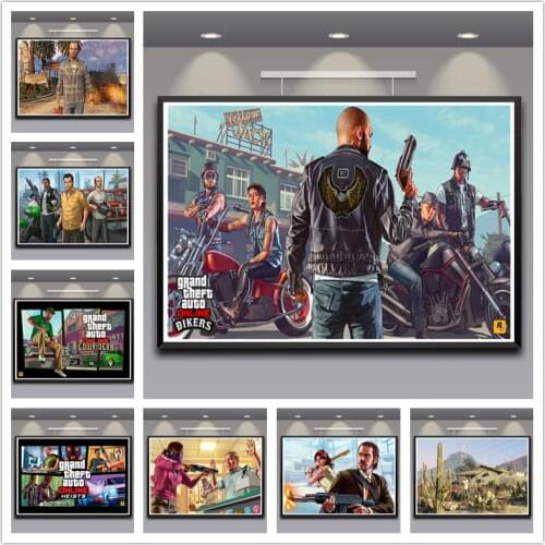 GTA 5 Game Poster Grand Theft Auto V Video Wall Art Posters And PrintsPaintings For Living Room Wall Unframed 42*30CM