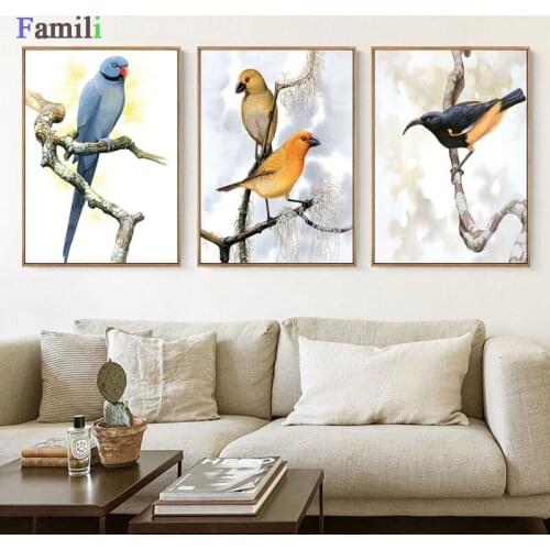 Canvas Painting Nice Yellow Bird Natural Nordic poster Abstract Wall Pictures Living Room Art Decoration Pictures No Frame