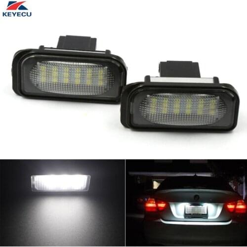 KEYECU 2 Pieces 6500K 18SMD White LED License Number Plate Light Lamps for BENZ W203 4D Sedan