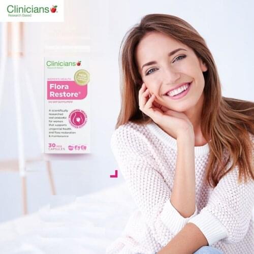 Clinicians Flora Restore Women Health supplement Probiotic Capsule Urogenital Vaginal Urinary Tract Health Healthy Flora Balance