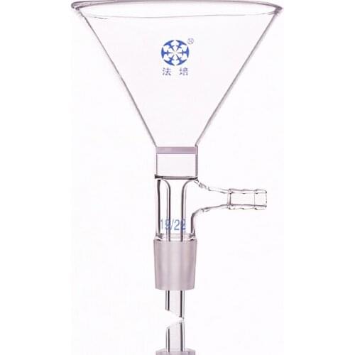 Taper sand funnel,O.D. of the Opening=75mm,Joint 19/22,Glass cone funnel funnel,Triangle sand core filter cartridge