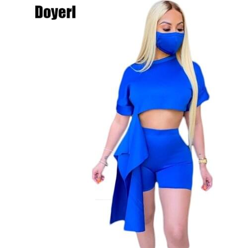 Short Tracksuit Women Two Piece Set Bodycon Sport Summer Clothes for Women Lounge Wear Crop Top Biker Shorts Set Matching Sets
