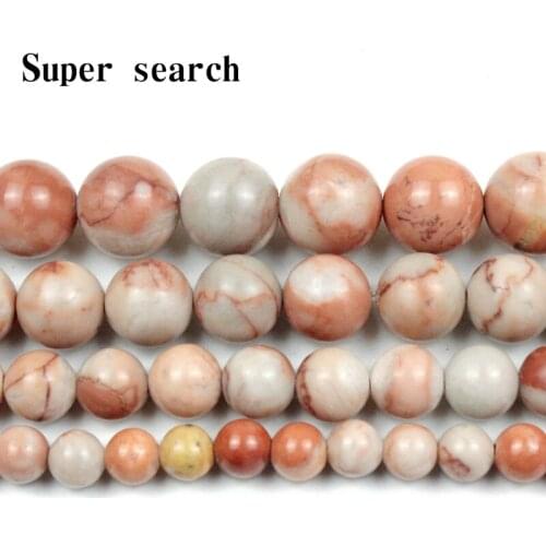 Wholesale Natural Stone Smooth Red Zebra Network Round Loose Beads For DIY Jewelry Bracelet Making 6 8 10mm Earring Necklace