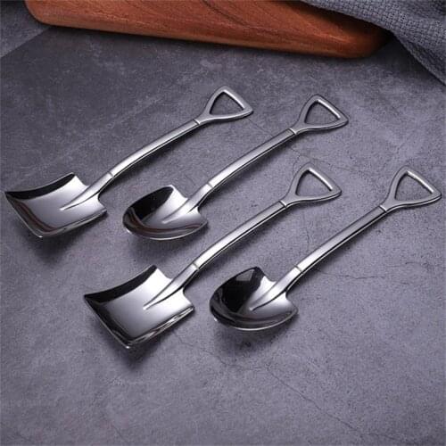 With Long Handle Stainless Steel spoon Ice Cream Office Dessert Spoon Stirring Spoon Kitchen Tableware Accessories Tools