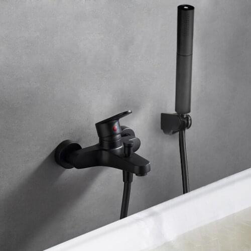 Matte Black lead free bathroom shower faucet Bathtub faucet set withe 2 modes function strong shower head spray complete set