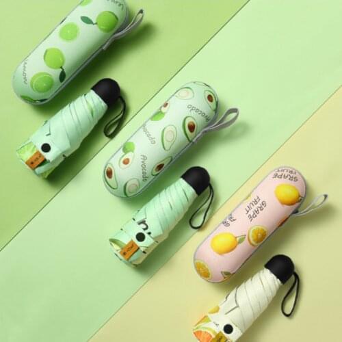 8 Ribs Mini Fruit Pattern Umbrella Windproof anti-UV Protection 5 Folding Portable Travel Rain Women Children Pocket Parasol SW