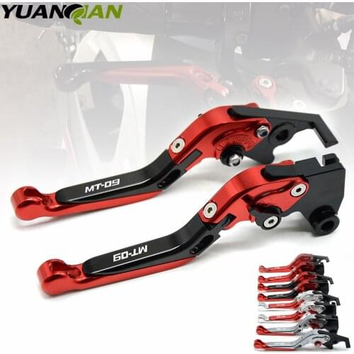 MT09 LOGO Black & Red Motorcycle CNC Adjustable Extendable Brake Clutch Levers For Yamaha MT09 MT-09 2014-2018 High quality