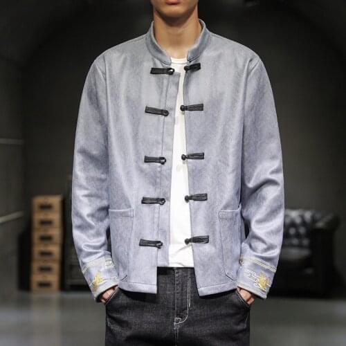 2020 Autumn Hot Suede Jackets Men Long Sleeve Stand Collar Embroidery Solid Bomber Jacket Streetwear Vintage Outwear Coats 30476