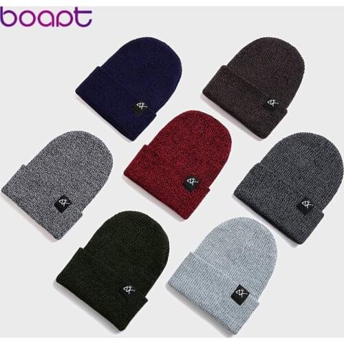 Letter ADK Knitted Hat Women Winter Warm Casual Acrylic Hat Crochet Ski Beanie Hat Female Men Soft Baggy Crimping Hip Hop Cap