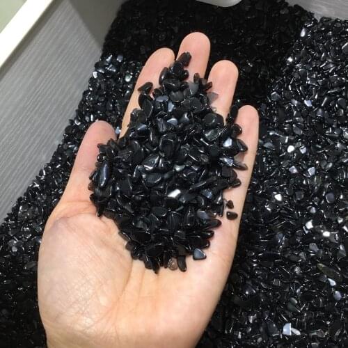 Natural Black obsidian gravel polished mineral crystal stone