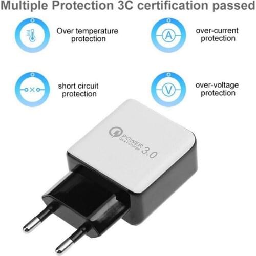 New Quick Charge 3.0 USB 5V 3A Mobile Phone Charger For Phones Tablet EU US Plug Wall Home Travel Charger AC Adapter Fast