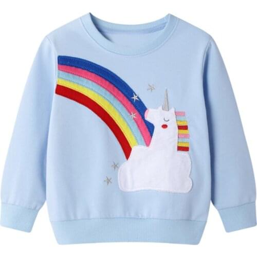 Jumping Meters Boys Long Sleeves Rainbow Unicorn Pattern Solid Color Sweatshirts Kids Clothes Autumn Childrens Clothing 2-7Year