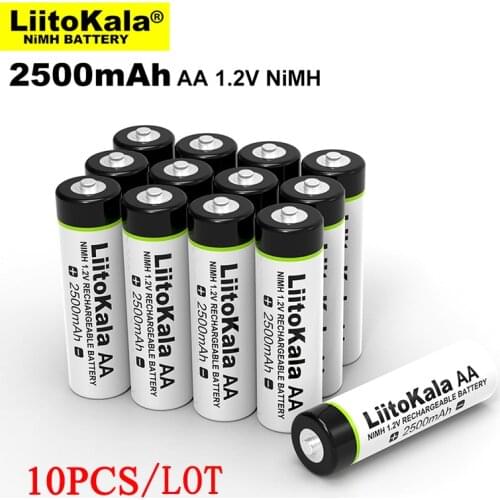 10pcs Original Liitokala 1.2V AA 2500mAh Ni-MH Rechargeable battery aa for Temperature gun remote control mouse toy batteries