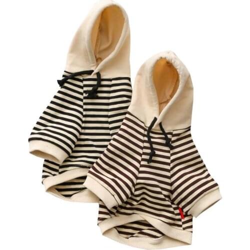 Autumn Winter Pet Dog Clothes Striped Pet Dog Hoodie French Bulldog Clothing For Dogs Costume Parent-Child Pet Clothes For Dogs