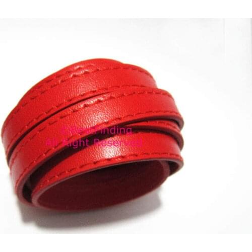 10x2mm All Red leather cord Stitched 10mm flat leather cord stitch leather