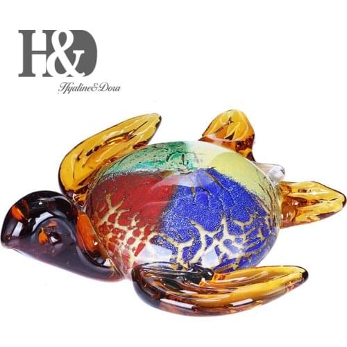 H&D Gift Glass Animal Mini Statuettes Handblown Home Decor Multicolor Modern Turtle Figurine Home Decoration Accessories