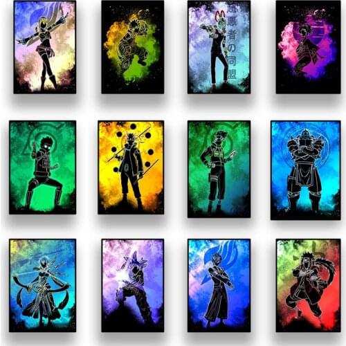 Watercolor Japanese Anime Naruto Poster Family Wall Childrens Room Canvas Wall Art Deco Painting Living Room Home Decoration