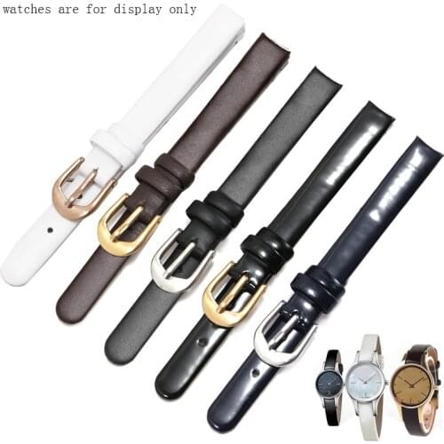 Leather Strap 10mm black blue Glossy Bracelet Arc Interface Replacement Belt For K43231/K43232/K43236 Females Watch Chain