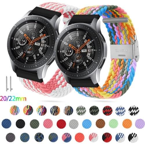 20 22mm Braided Nylon Watch Strap for Huawei Watch GT 2 Band for Samsung Galaxy Watch 3 42/45mm Adjustable Wristband Bracelet