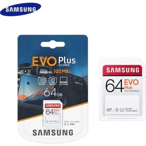 SAMSUNG Memory Card EVO Plus 100MB/s SD Card C10 32GB SDHC 64GB SDXC U1 128GB 256GB U3 UHS-I 4K Flash Memory for Camera DSLR