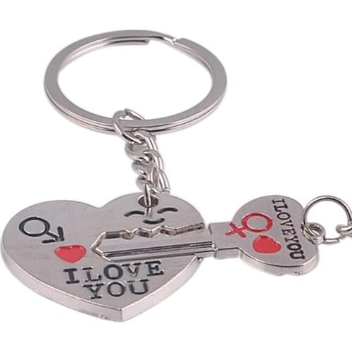 Silver Color Auto Lock Rings Bag Valentine Day Wedding Trinket Gift Tone Love Heart Key Chains