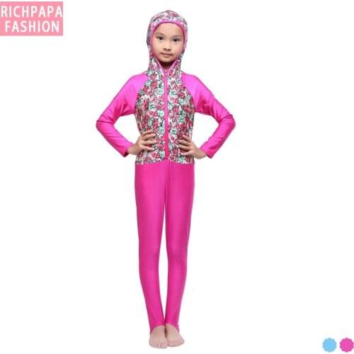 Modest Women Girls Long Sleeve Jewish Hijab Full Coverage Swimsuit Muslim Modest Swimwear Burkinis