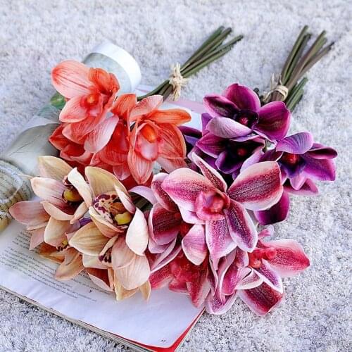 Wedding dreal touch Orchid artificial flower bouquet home decoration