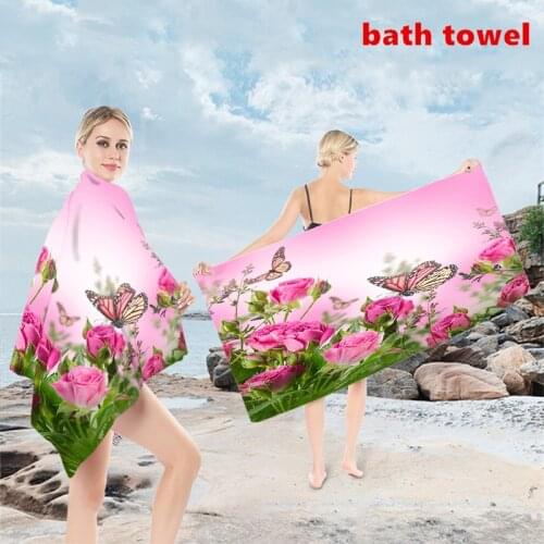 Highly Absorbent Beach Towel 3D Printing Quick Dry Muti-functional Bath Towels Home Hand Face Sport Swim Camping Yoga Blanket