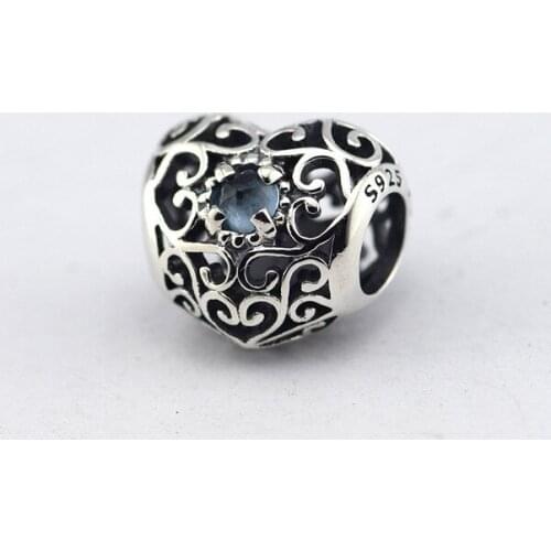 High Quality 100% 925 Sterling Silver Fashion Jewelry September Signed Heart Bead Fits Charm Western Bracelet DIY Drop Shipping