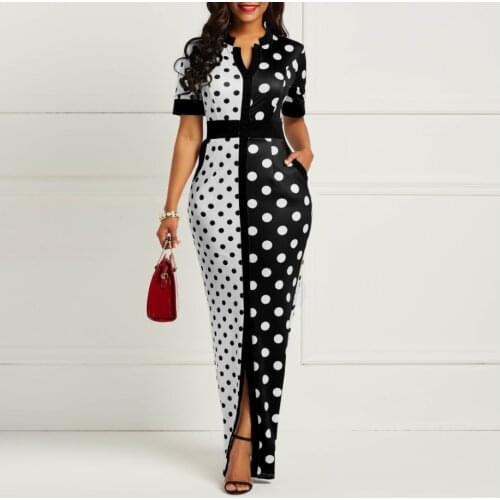 2020 Women dress female clothes Black & White Split Dress Dot xxl