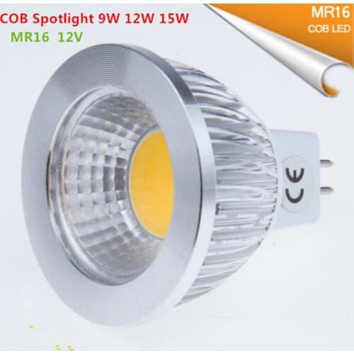 1pcs Super Bright LED MR16 COB 9W 12W 15W LED Bulb Lamp MR16 12V Warm White Pure Cold White led BULB LIGHTING