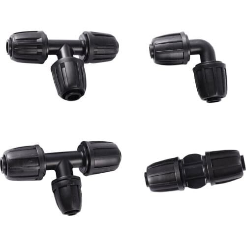 16mm 1/2'' PE Pipe Connector Splitter Tee Coupling w/ Thread Lock Hose Garden Watering Drip Irrigation