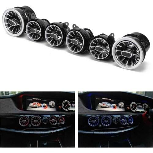 6pcs 64 Color Front LED Turbine Air Condition Outlet Vent Ambient Light Kit Replacement for Mercedes-Benz S-Class W222 2018-2020