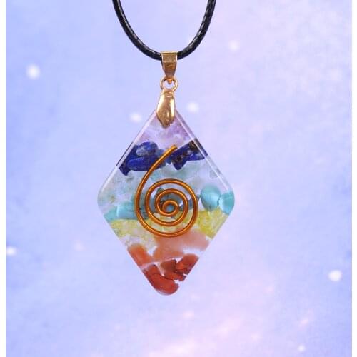 7 Chakra Rainbow Orgone Crystal Pendant For Strengthen Immune System Healing Crystal Pendant Energy Jewelry