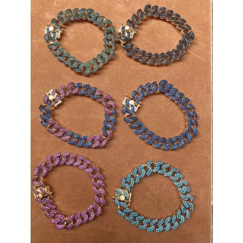 8"18k gold Plated colorful Micro Pave Zirconia Colorful Jewelry Cuff Bangles