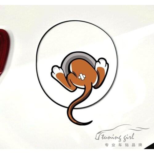 14CM*11CM Car Stickers Mouse Tail Cartoon Lovely Colorful Funny Stereoscopic Decals For Fuel Tank Cap Auto Tuning Styling D15