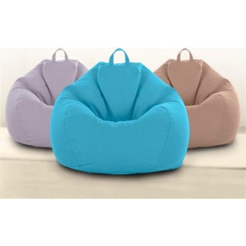 Blue Lazy Sofa Cover Without Filling Tatami Bean Bag Couch Cover Linen Cloth Pouf Puff Chair Covers Living Room Furniture Cover