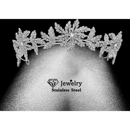 CC Tiaras and Crowns Women Wedding Accessory Brides Engagement Hair Ornaments Flower Leaf Shape Hairband Princess Headdress HS61
