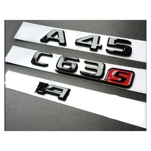GLOSS BLACK Chrome Trunk Letters Emblem Emblems Badges for Mercedes W176 A45 C63S AMG A45 C63 E63S 2017