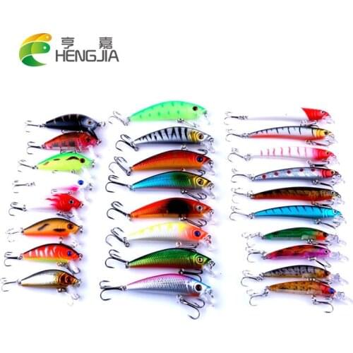 HENGJIA 26PCS minnow fishing lures set hard baits kit wobblers crankbaits artificial swimbaits pesca fishing tackles