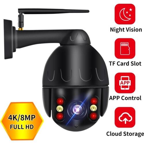 N_eye 8mp 4k Cloud Wifi PTZ Camera Outdoor Auto Tracking Security IP Camera 5X Optical Zoom Speed Dome Camera P2P cctv camera